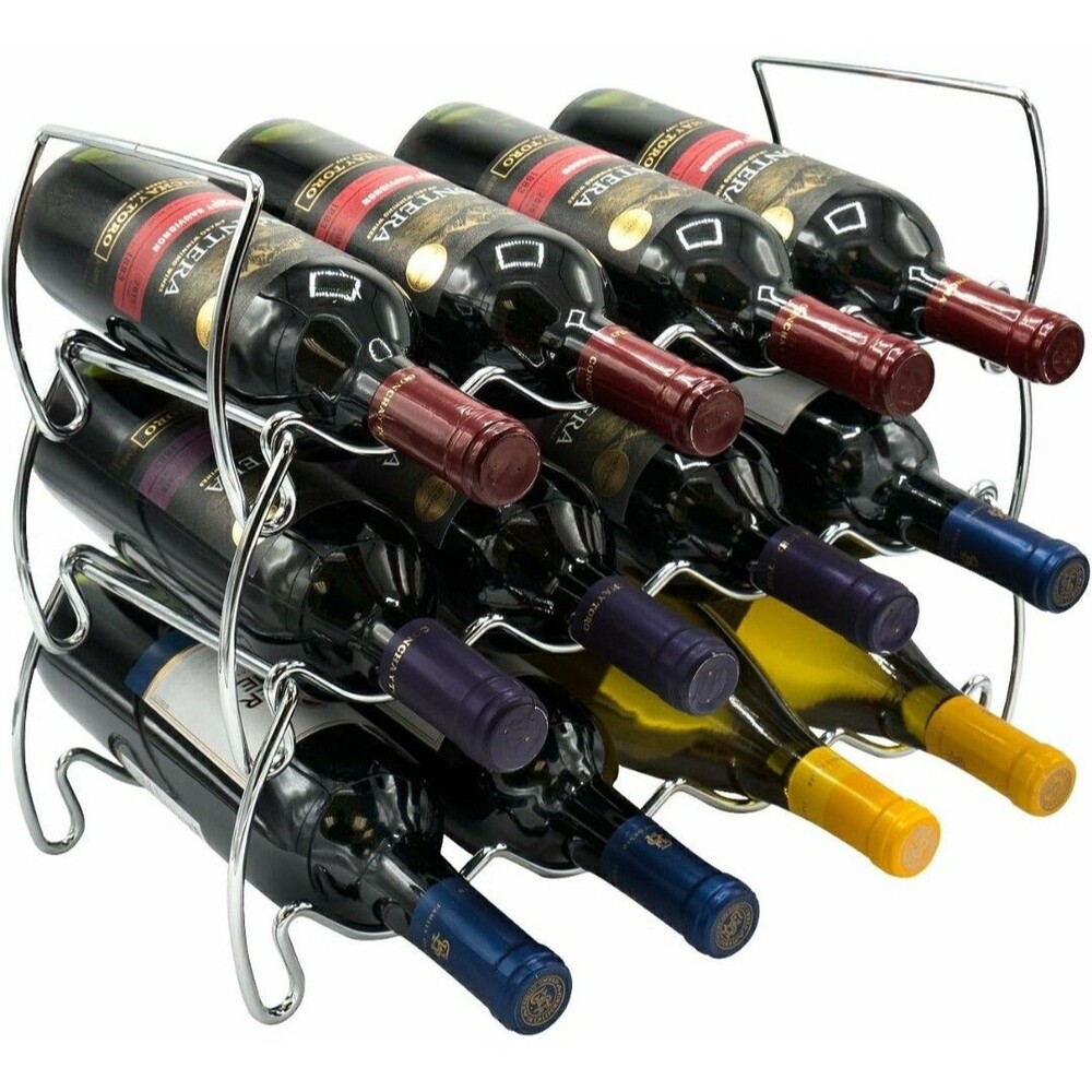3-Tier Stackable Wine Rack, Classic Style Wine Racks for Bottles Hold 12 Bottles